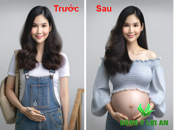 Sự biến đổi kích thước và hình dáng trước và khi mang thai 6 tháng