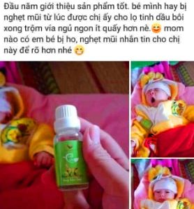 Bé dưới 1 tuổi bôi tinh dầu làm long loãng đờm